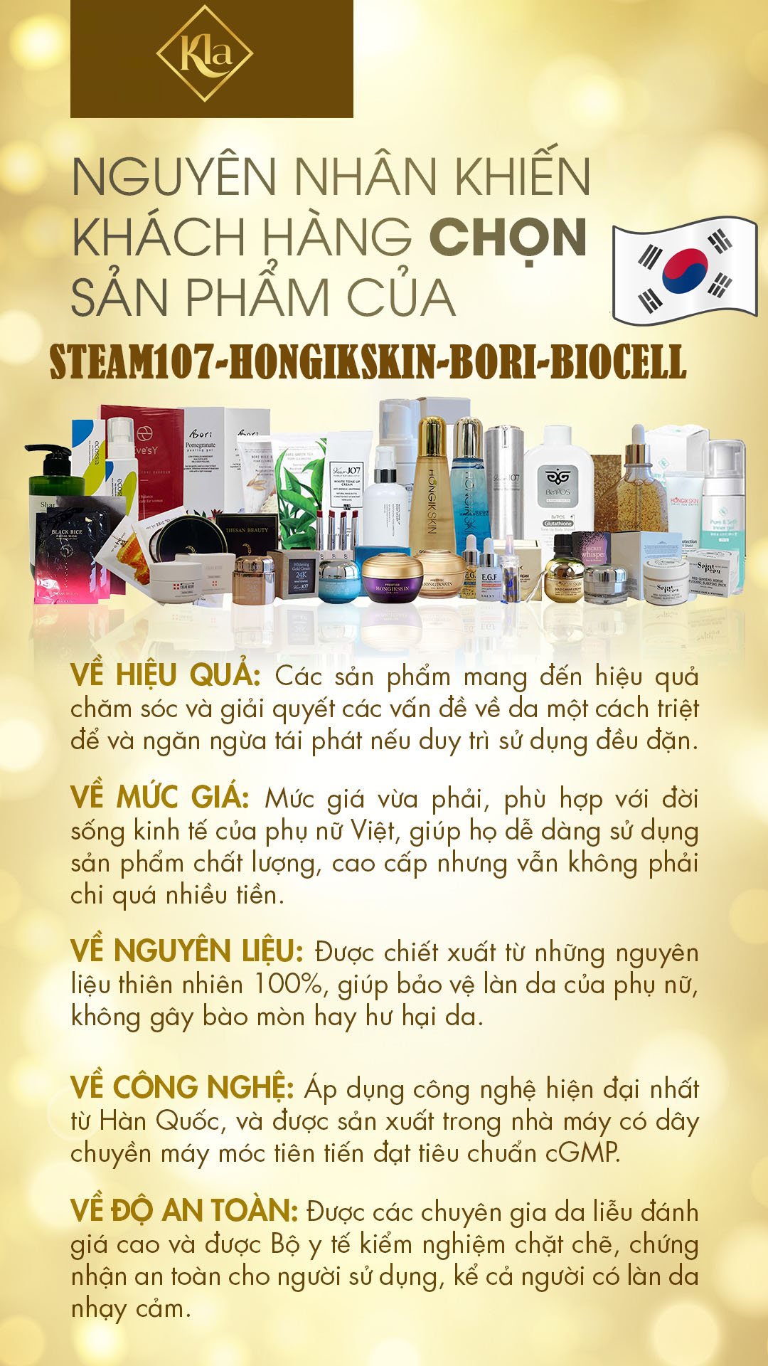 Nguyên nhân do đâu khiến khách hàng lựa chọn dòng mỹ phẩm cao cấp Hàn quốc STEAM107-HONGIKSKIN-BORI-BIOCELL để đánh thức thanh xuân của mình ?