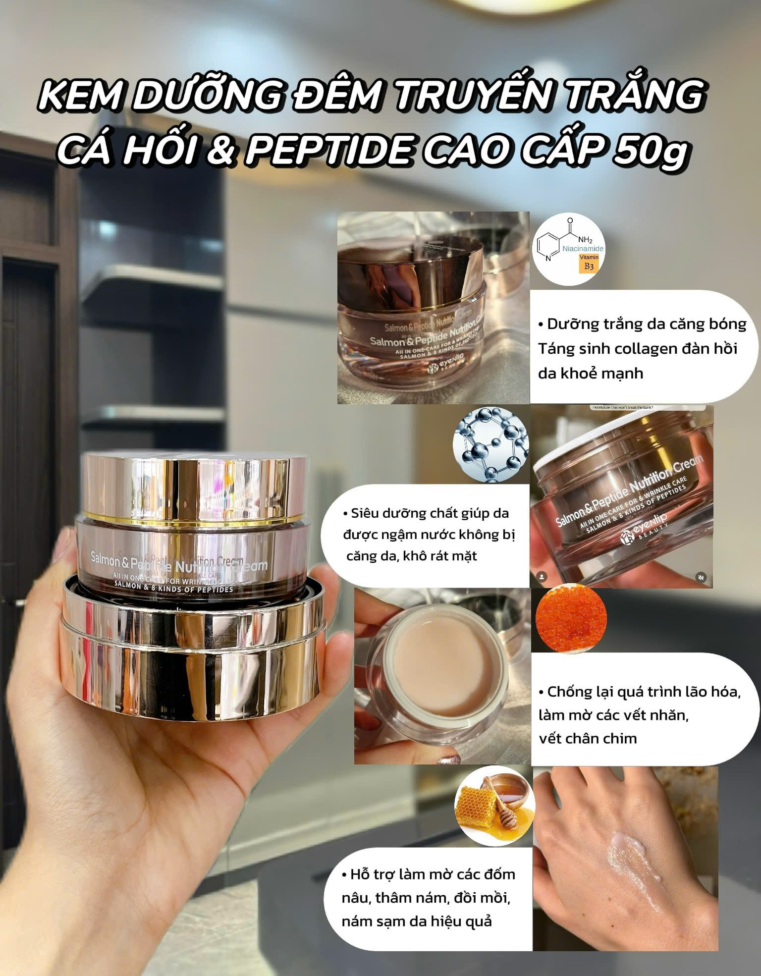 KEM TRUYỀN TRẮNG CÁ HỒI PEPTIDE EYENLIP